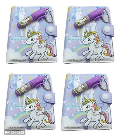 GoMerryKids Pack of 4 Unicorn Diary with Pen for Girls Return Gift-thumb0