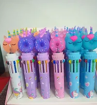 gomerrykids combo 2pc 6in1 sequence pen and unicorn fur pen for kids return gift set for birthday- Multi color-thumb1