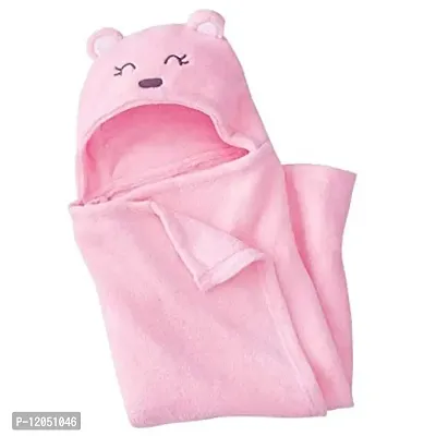 Gomerrykids.com Cuddles Combo of 1 Ultra Soft Baby Towel with 1 Fleece Blanket Swaddle Newborn 0-2Years Baby Carrier Hooded Bath Towel Kids-thumb4