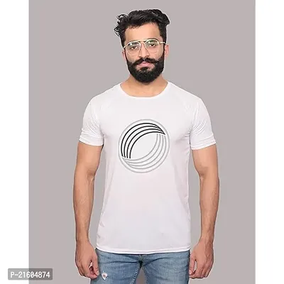 Reliable White Polyester Printed Round Neck Tees For Men-thumb0