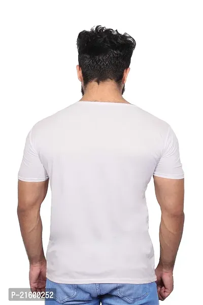 Reliable White Polyester Printed Round Neck Tees For Men-thumb2