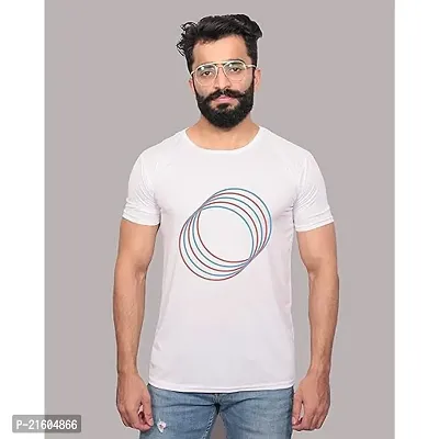 Reliable White Polyester Printed Round Neck Tees For Men-thumb0