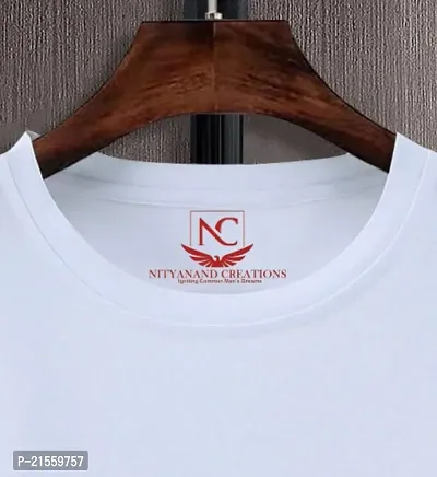 Round Neck Graphic Printed White T-Shirt-961 -S-thumb5