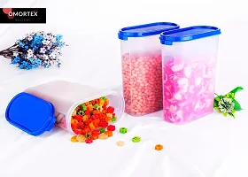 OMORTEX Oval Airtight Container 2500ml For Grocery Storage, Snacks (Pack Of 2, Blue) - 2500 ml Plastic Utility Container-thumb2