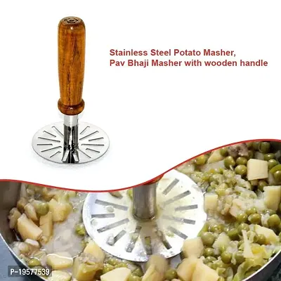 OMORTEX Daily Use Combo of Whisk, Wooden Masher  2 in 1 Strainer (Pack of 3)-thumb4