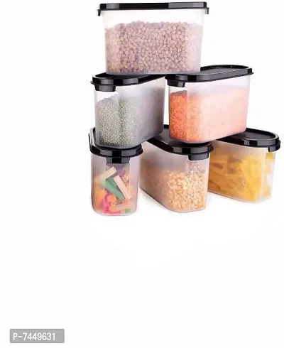 Air Tight Container  Dispenser Set for Rice  Dal  Atta  FlourCereals Pulses Snacks - 1000 ml Plastic Grocery Container-thumb0