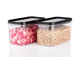 Rectangle Airtight Container for your Stylish Kitchen - 1500 ml Plastic Grocery Container (Pack of 4, Black)-thumb2