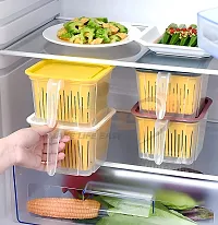 OMORTEX Fridge Containers For kitchen Storage With Removable Plastic Drain Basket (Pack Of 4)-thumb4