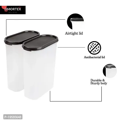 OMORTEX Oval Airtight Container 2500ml For Grocery Storage, Snacks (Pack Of 2) - 2500 ml Plastic Utility Container-thumb2