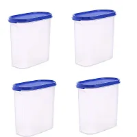 OMORTEX Air Tight Container  Dispenser Set for |Rice | Dal | Atta | Flour|Cereals |Pulses |Snacks - Plastic Grocery Container (Pack of 4, Blue) (1500, Oval, 4, BLUE COLOR)-thumb1