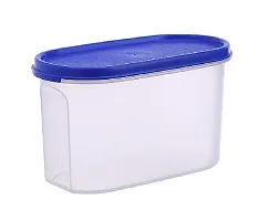 OMORTEX Air Tight Container  Dispenser Set for |Rice | Dal | Atta | Flour| Cereals |Pulses |Snacks - Plastic Grocery Container (Pack of 4, Blue) (1000, Oval, 4, BLUE COLOR)-thumb2