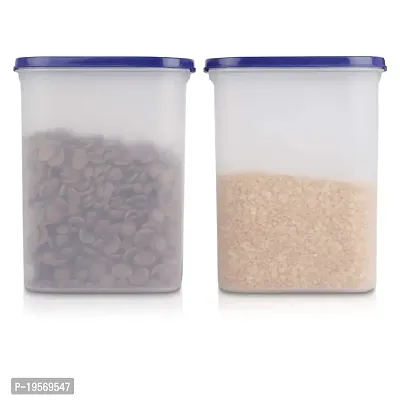 OMORTEX Oval Airtight Container 2500ml For Grocery Storage, Snacks (Pack Of 2, Blue) - 2500 ml Plastic Utility Container