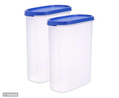 OMORTEX Airtight Oval Storage Plastic Container with Lid For Stylish Kitchen - 2500 ml Plastic Grocery Container Pack Of 2-thumb2