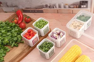 Airtight Fridge food storage container with Removable 6 Drain Basket-thumb4