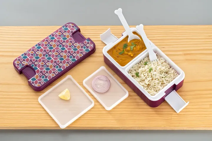 Premium Two Compartment Lunch Box Set with Spoon Fork