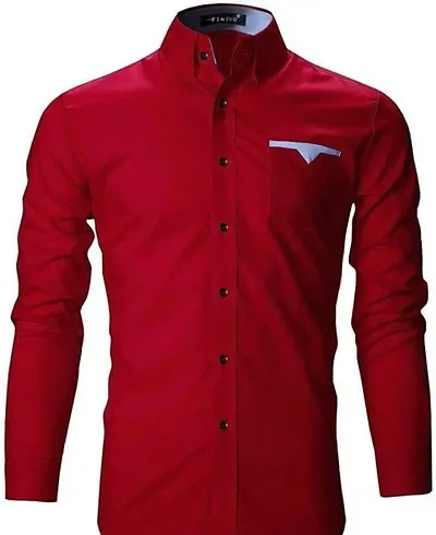 Reliable Blend Solid Long Sleeves Casual Shirt For Men