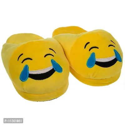 BonZeal Valentine Gift Item Laughing Tears Emoji Slipper Indoor Plush Bathroom Flip Flop 1 Pair Foot Length 27cm-thumb0