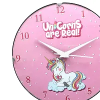 BonZeal Birthday Gift Item Rainbow Unicorn Print Analog Round Wall Clock with Glass-thumb4