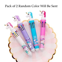 BonZeal Birthday Gift For Kids Pack of 2 Designer 10 in 1 Unicorn Writing Ball Point Pen For Student Random Color-thumb1