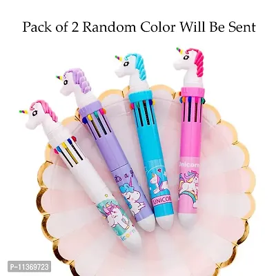 BonZeal Birthday Gift For Kids Pack of 2 Designer 10 in 1 Unicorn Writing Ball Point Pen For Student Random Color-thumb2
