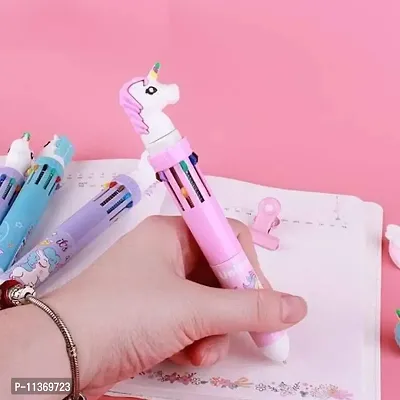 BonZeal Birthday Gift For Kids Pack of 2 Designer 10 in 1 Unicorn Writing Ball Point Pen For Student Random Color-thumb5