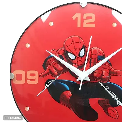 BonZeal Spiderman Printed Birthday Gift Item Analog Round Wall Clock with Glass for Kids-thumb5