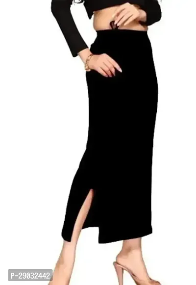 Reliable Black Linen Solid Stitched Patticoats For Women-thumb0