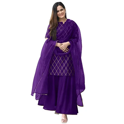 Stylish Rayon Printed Kurta Bottom Dupatta Set