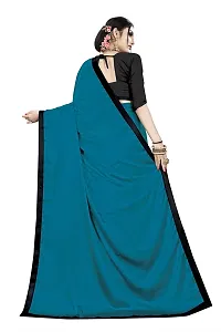 KHUSHI FASHION Women's Uppada Satin Saree With Un-stitched Blouse (ORIGINAL JAPAN SATIN_Firozi)-thumb2