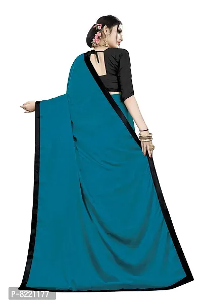 KHUSHI FASHION Women's Uppada Satin Saree With Un-stitched Blouse (ORIGINAL JAPAN SATIN_Firozi)-thumb3