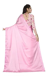 KHUSHI FASHION Women's Plain Weave Satin Silk Saree With Blouse Piece (japan silk_Baby Pink)-thumb2