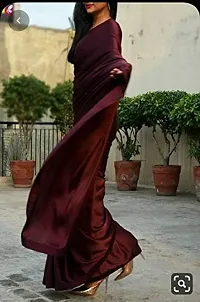 KHUSHI FAB Women's Mysore Silk Silk Blend Saree With Blouse Piece (saree _Wine)-thumb1