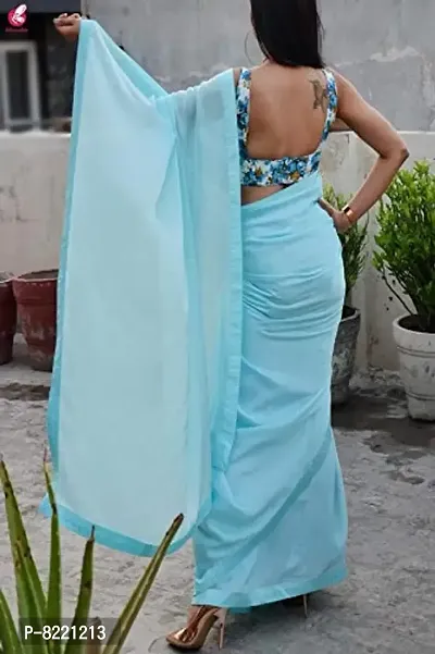 KHUSHI FAB Women's Mysore Silk Silk Blend Saree With Blouse Piece (saree _Sky Blue)-thumb2