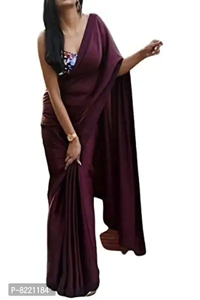 KHUSHI FASHION Women's Uppada Satin Saree With Blouse Piece (ORIGINAL JAPAN SATIN_Wine)-thumb2