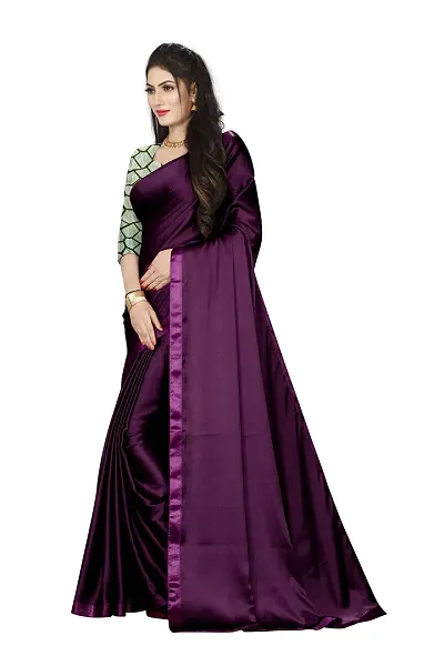 KHUSHI FASHION Women's Uppada Satin Saree With Unstiched Blouse Piece (ORIGINAL JAPAN SATIN_Wine)