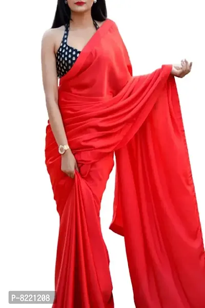 KHUSHI FAB Women's Mysore Silk Silk Blend Saree With Blouse Piece (saree _Red)-thumb0