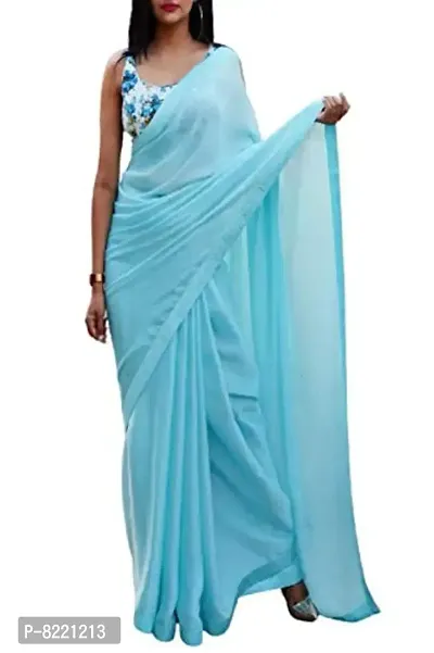 KHUSHI FAB Women's Mysore Silk Silk Blend Saree With Blouse Piece (saree _Sky Blue)-thumb0