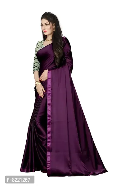 KHUSHI FASHION Women's Uppada Satin Saree With Unstiched Blouse Piece (ORIGINAL JAPAN SATIN_Wine)-thumb0