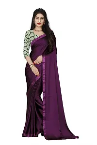 KHUSHI FASHION Women's Uppada Satin Saree With Unstiched Blouse Piece (ORIGINAL JAPAN SATIN_Wine)-thumb1