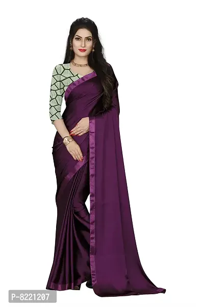 KHUSHI FASHION Women's Uppada Satin Saree With Unstiched Blouse Piece (ORIGINAL JAPAN SATIN_Wine)-thumb2