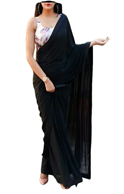 Fancy Satin Silk Saree with Blouse Piece for Women