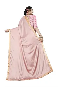 KHUSHI FASHION FAB Women's Plain Weave Satin Silk Saree with Digital Printed Blouse Piece (Peach)-thumb2