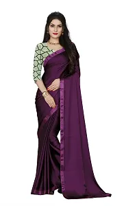 KHUSHI FAB Women's Mysore Silk Japan Satin Shiny Saree with Digital Print Blouse (wine silver)-thumb1