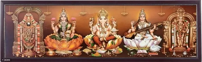 Hindu god photos for pooja -  Ganesha, Lakshmi , saraswati , Balaji and subramanyam swamy  in one frame-thumb0