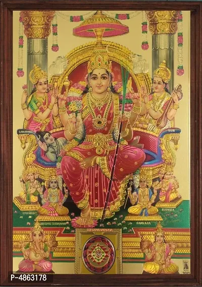 Lalita Devi - Tripura sundari mata In gold print with wooden frame-thumb0