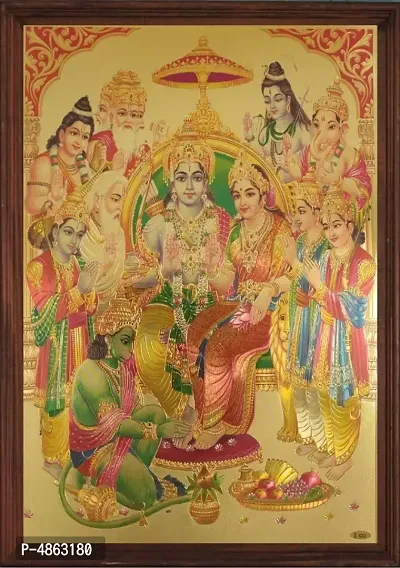 Ram Darbar In gold print with wooden frame