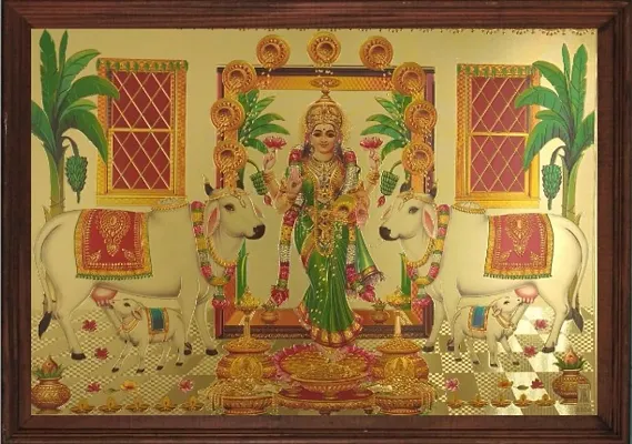 Gadapa Lakshmi In gold print with wooden frame