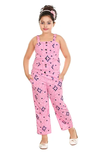 Girls Kids Casual One piece Dress Jumpsuit For 5 - 13 years Readymade Party Wear, Festive Wear(Pink)