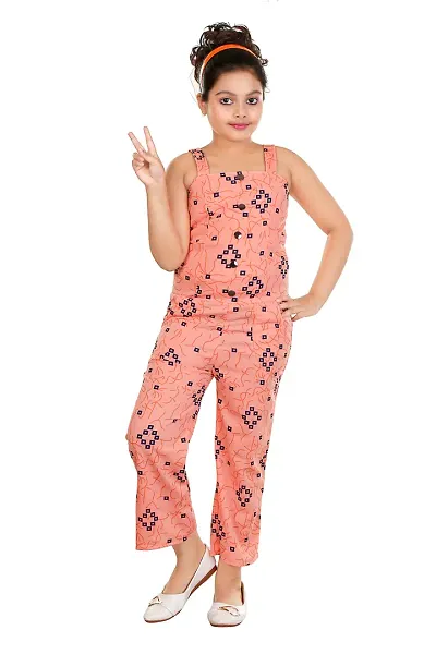 Girls Kids Casual One piece Dress Jumpsuit For 5 - 13 years Readymade Party Wear, Festive Wear(Peach)