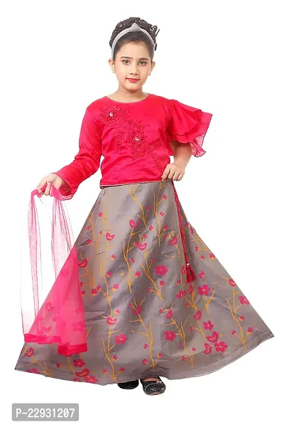 Lehenga Choli Floral Readymade Net with Cotton Lining Beautiful Dress (Red)-thumb0